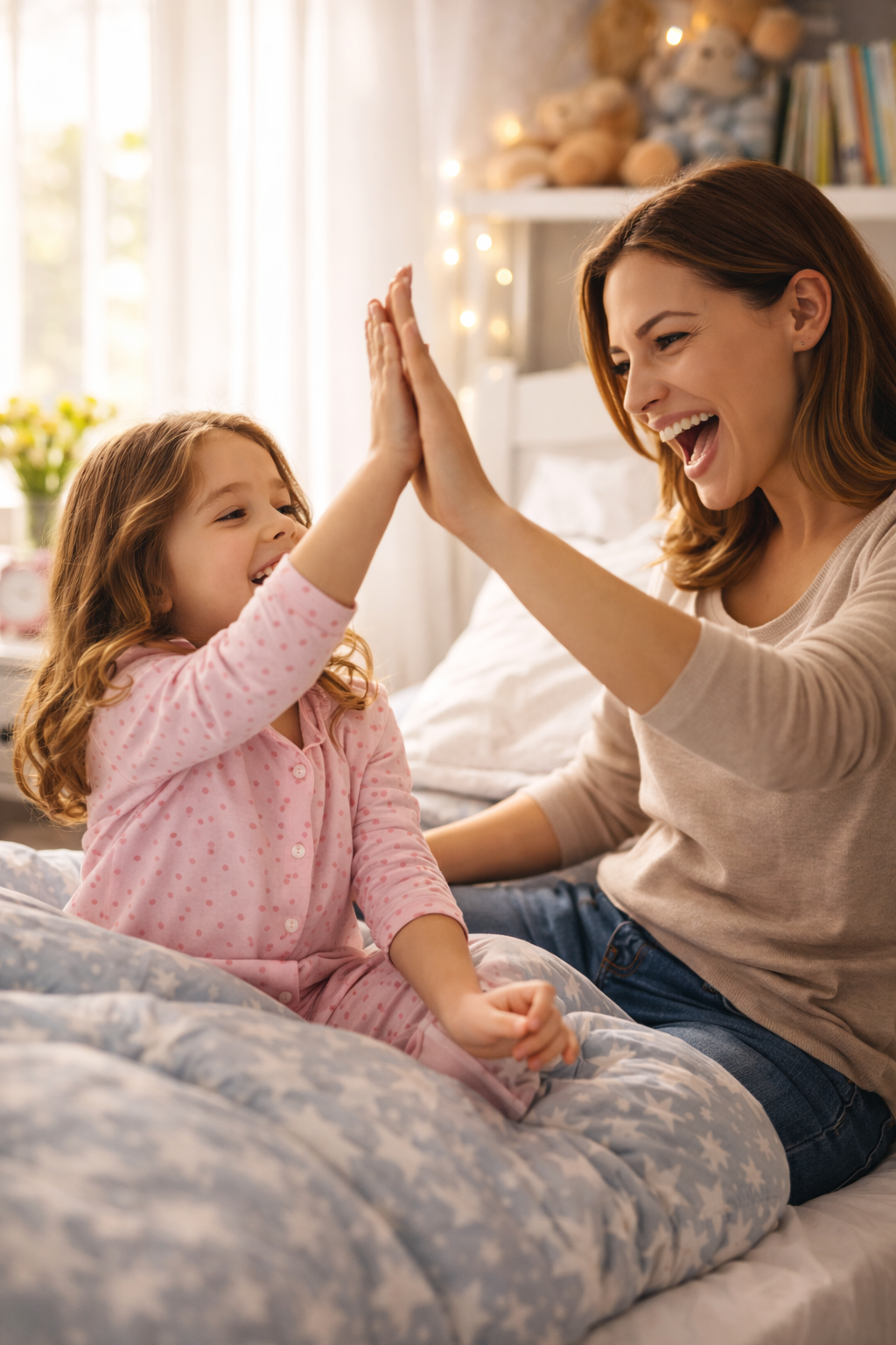 Family celebrating progress